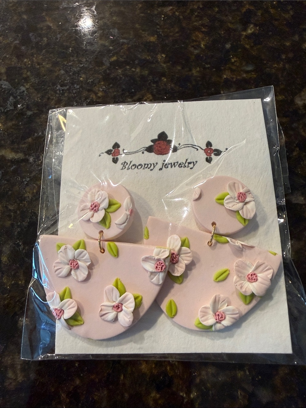 Pink Floral Dangle Earrings